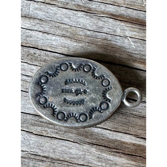 Aztec Style Sterling Silver Pendant With Malachite & Azurite Gemstone - Picture 3 of 4